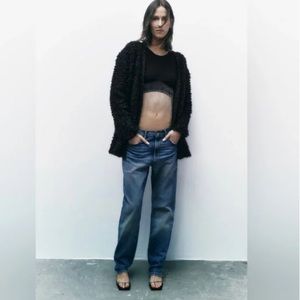 ZARA metallic thread knit long cardigan